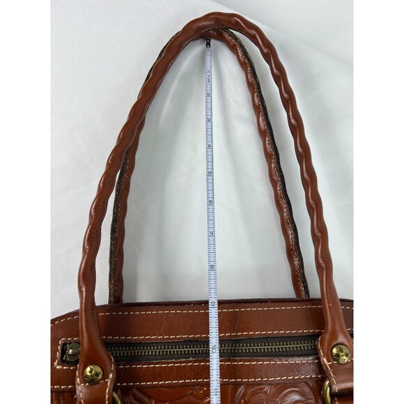 Patricia Nash Calvi Tooled Leather Florence Brown Tan Bag - Picture 10 of 12